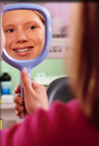 stock photo of a girl with braces